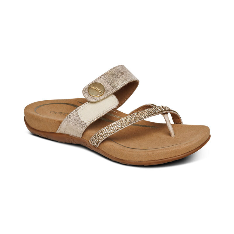 Izzy Adjustable Slide Sandal - Gold