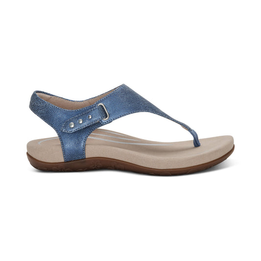 Ellie Adjustable Quarter Strap Thong Sandal - Navy