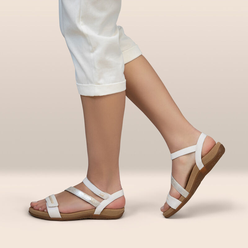 Gabby Adjustable Quarter Strap Sandal - White