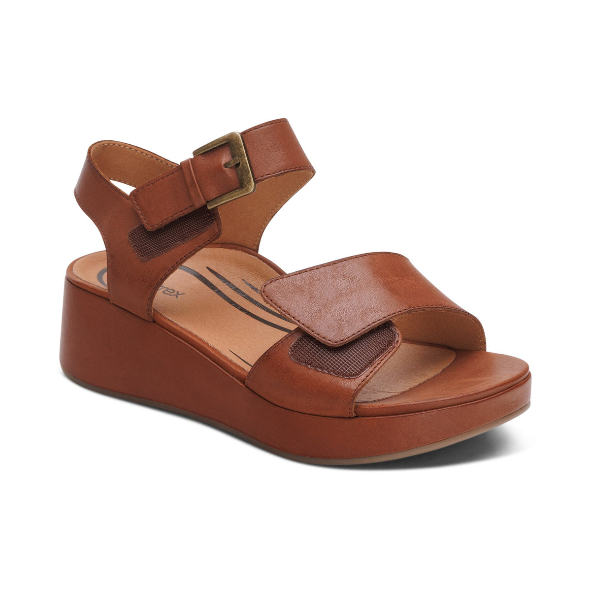Ariel Adjustable Quarter Strap Wedge - Dark Brown