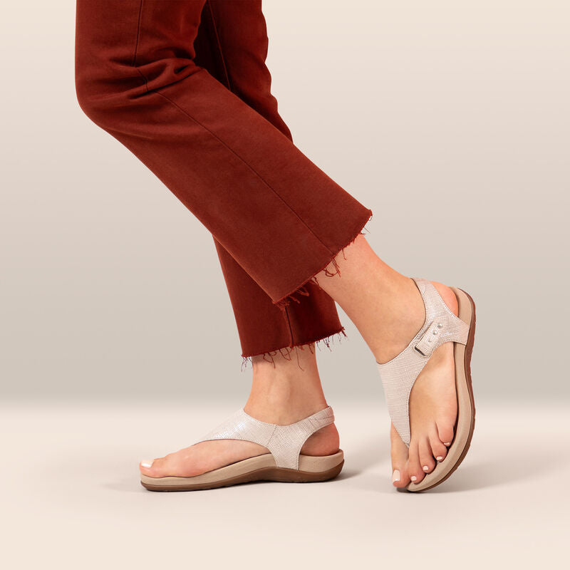 Ellie Adjustable Quarter Strap Thong Sandal - Grey