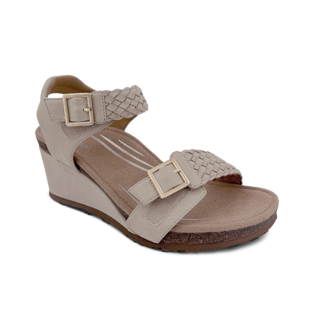 Grace Adjustable Woven Wedge - Bone