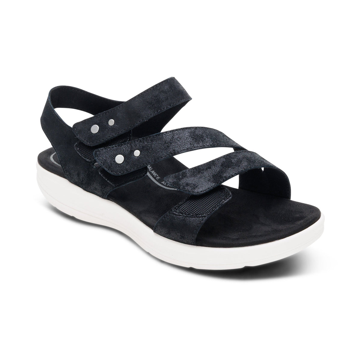 Savannah Adjustable Quarter Strap Sandal - Black