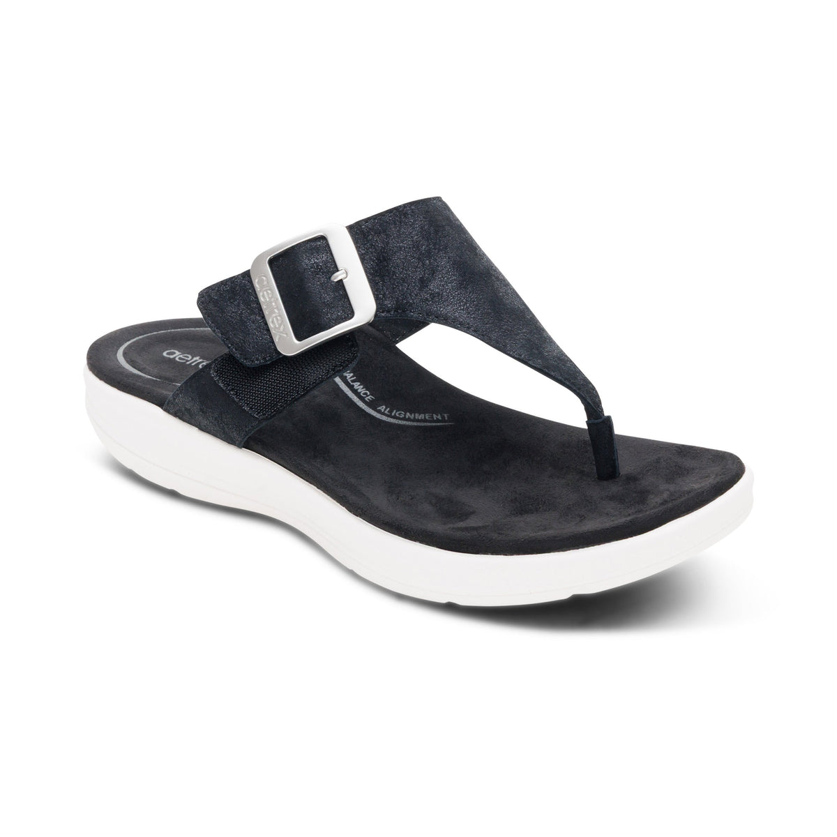 Donna Adjustable Thong Sandal - Black
