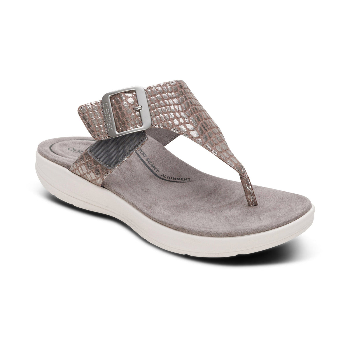 Donna Adjustable Thong Sandal - Pewter Metallic