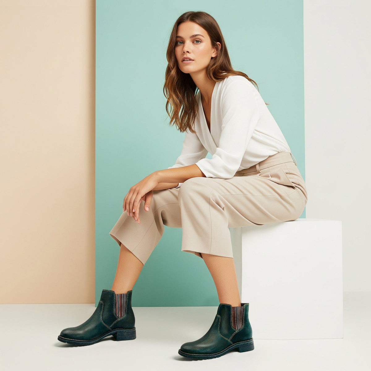 Kaylee Arch Support Chelsea Boot - Dark Green