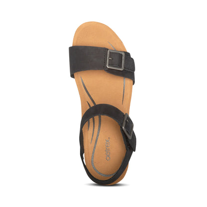 Lexa Quarter Strap Wedge - Black