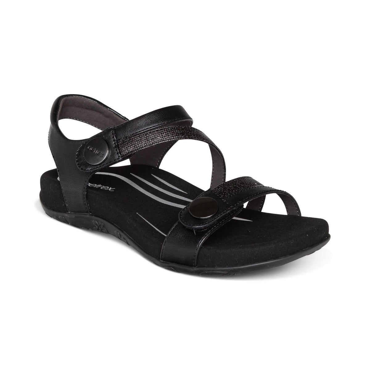 Jess Adjustable Quarter Strap Sandal - Black