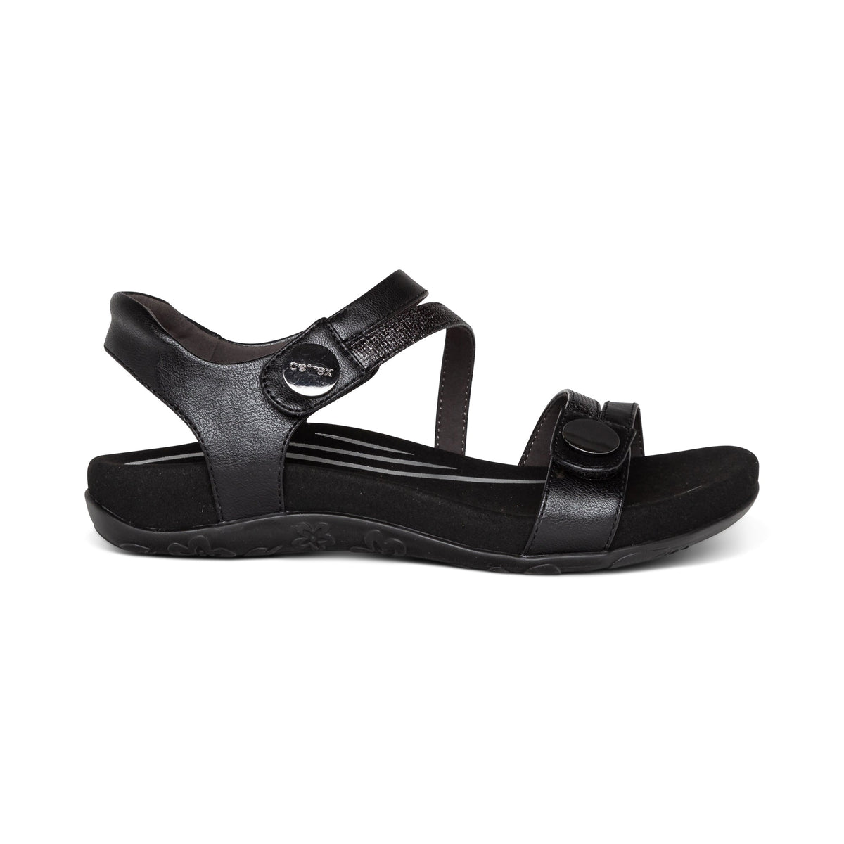Jess Adjustable Quarter Strap Sandal - Black