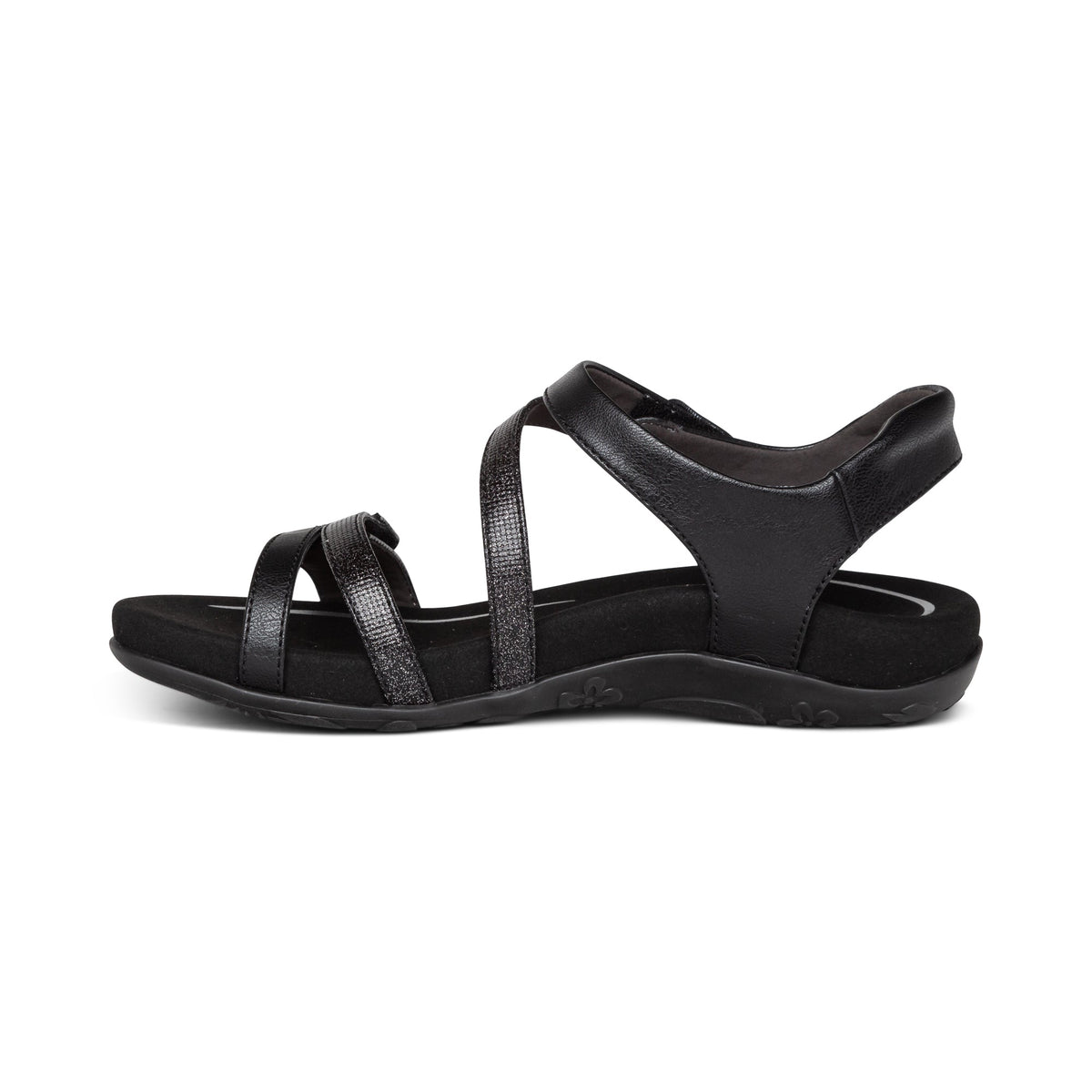 Jess Adjustable Quarter Strap Sandal - Black