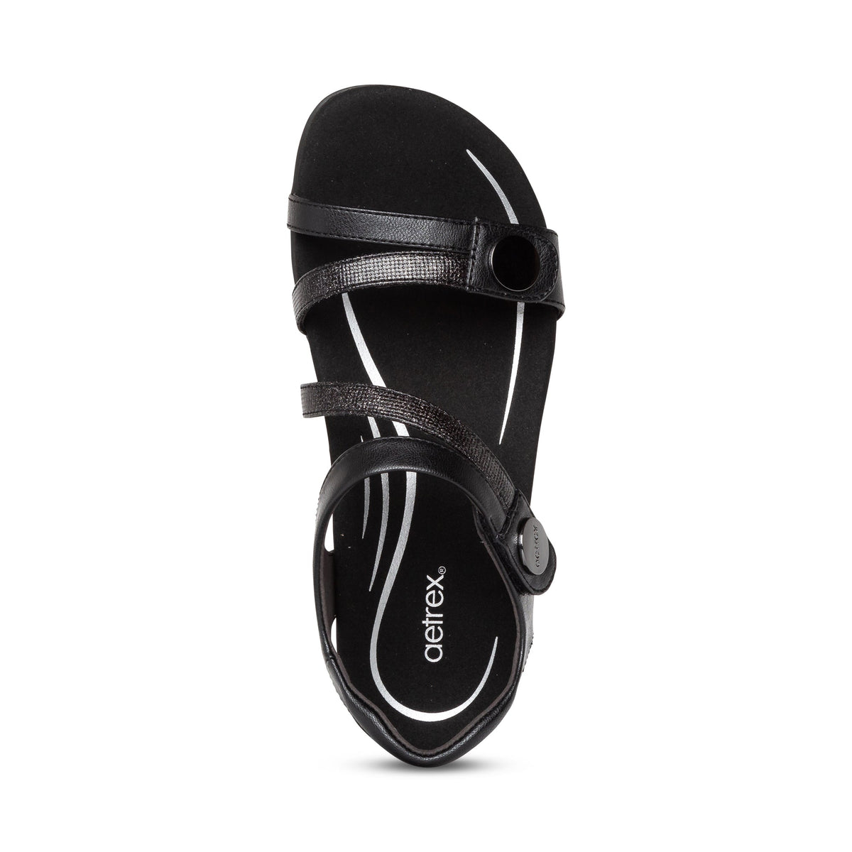 Jess Adjustable Quarter Strap Sandal - Black
