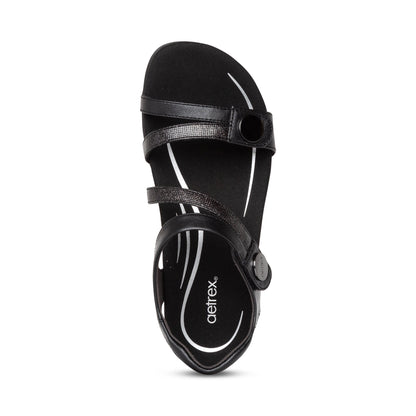 Jess Adjustable Quarter Strap Sandal - Black