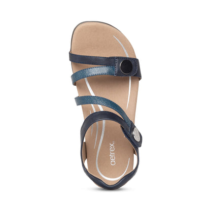 Jess Adjustable Quarter Strap Sandal - Navy