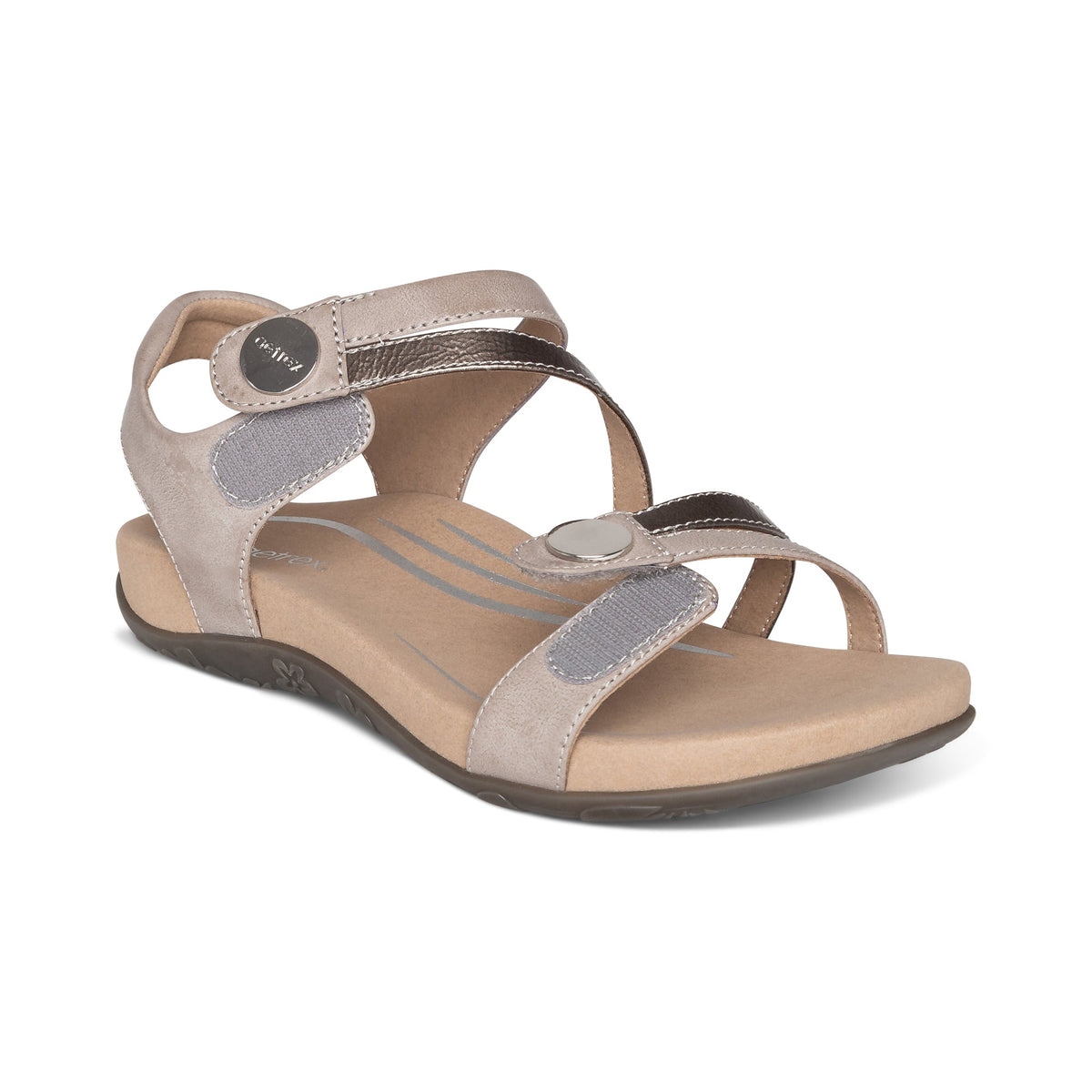Jess Adjustable Quarter Strap Sandal - Smoke