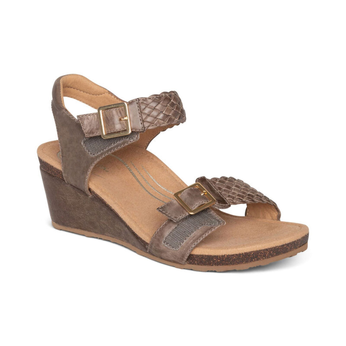 Grace Adjustable Woven Wedge - Taupe