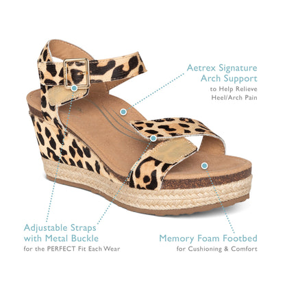 Sydney Quarter Strap Espadrille Wedge - Black Leather
