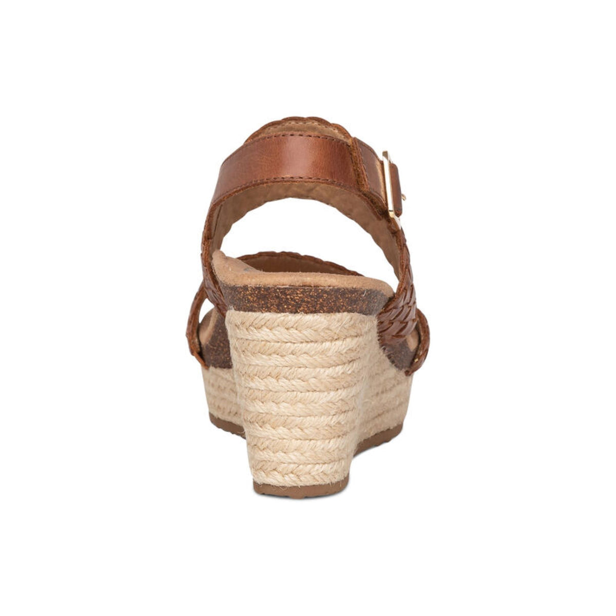 Summer Woven Quarter Strap Wedge - Cognac