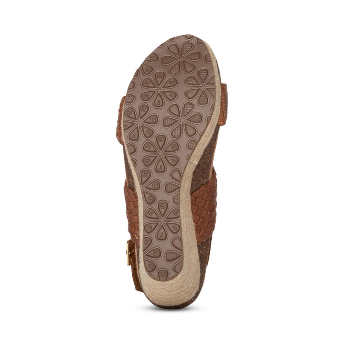 Summer Woven Quarter Strap Wedge - Cognac