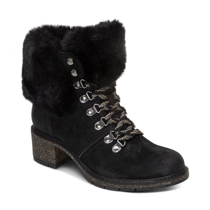 Brooklyn Fur Lace-Up Boot - Black