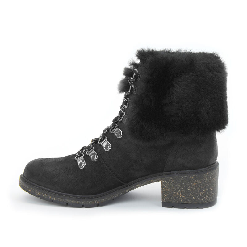 Brooklyn Fur Lace-Up Boot - Black