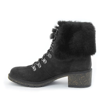 Brooklyn Fur Lace-Up Boot - Black