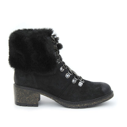 Brooklyn Fur Lace-Up Boot - Black