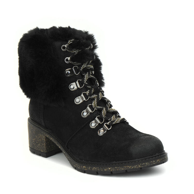 Brooklyn Fur Lace-Up Boot - Black