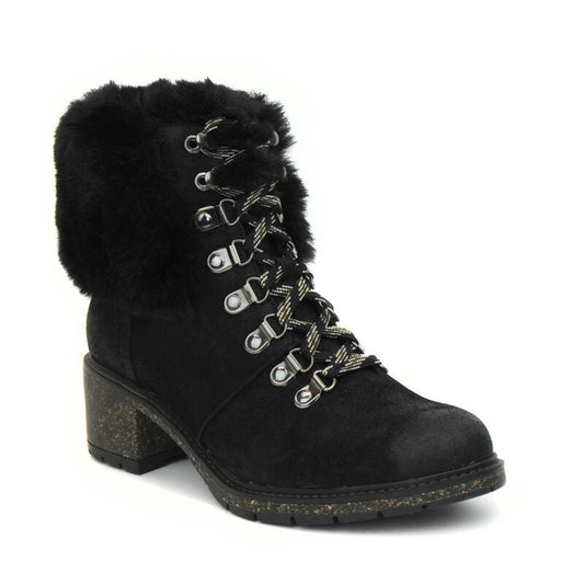 Brooklyn Fur Lace-Up Boot - Black