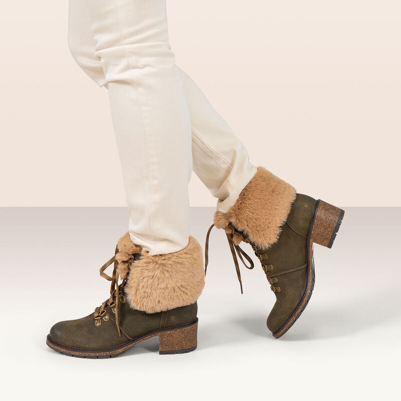 Brooklyn Fur Lace-Up Boot - Black