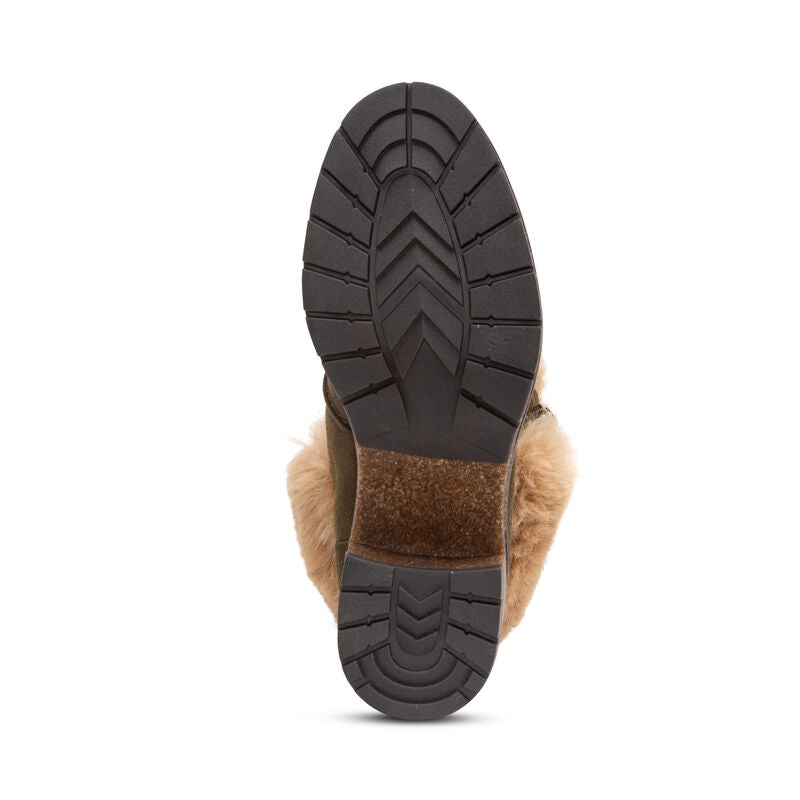 Brooklyn Fur Lace-Up Boot - Khaki