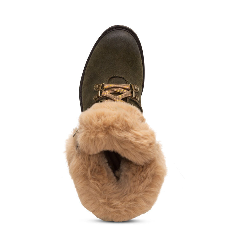 Brooklyn Fur Lace-Up Boot - Khaki