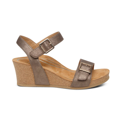 Lexa Quarter Strap Wedge - Bronze