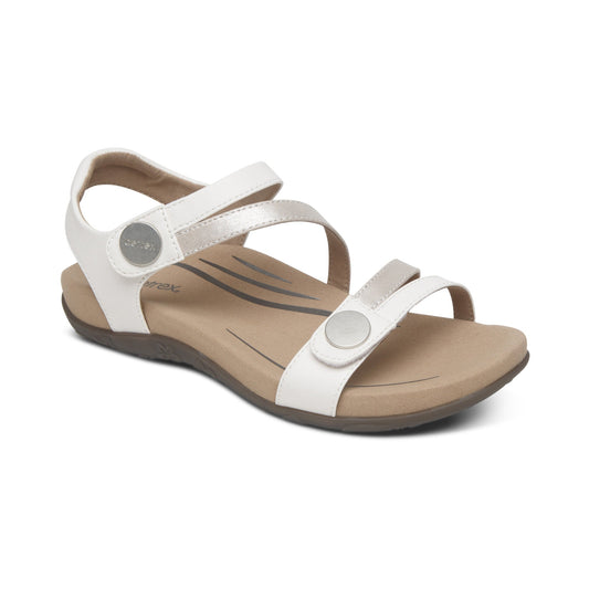 Jess Adjustable Quarter Strap Sandal - White