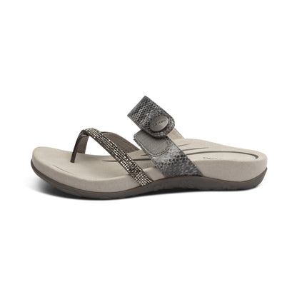 Izzy Adjustable Slide Sandal - Pewter Sparkle
