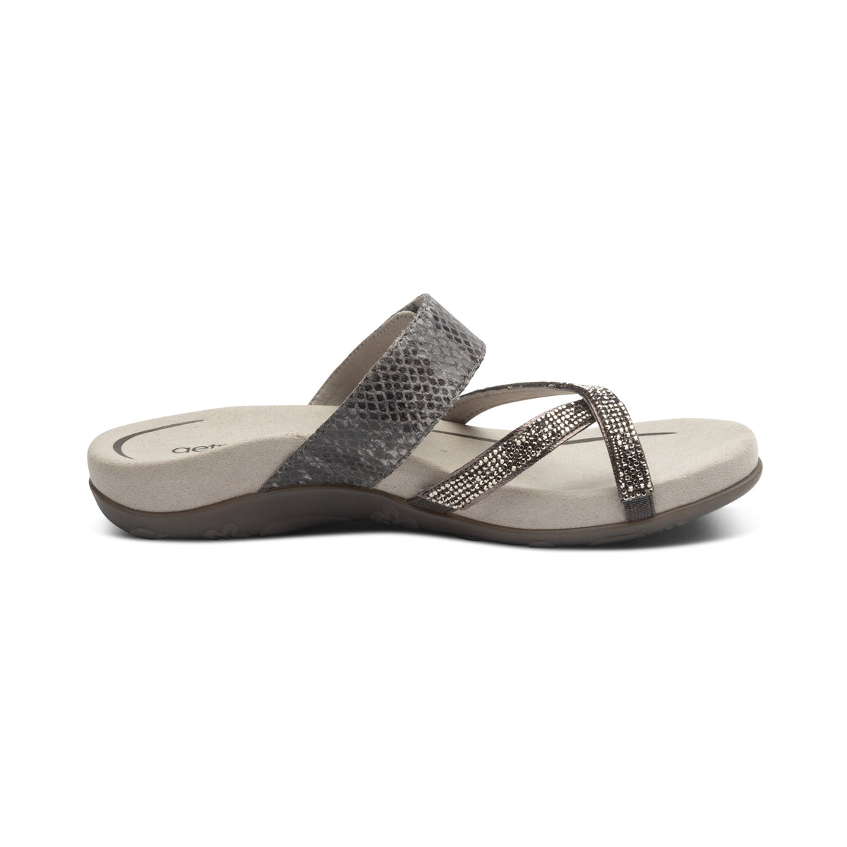 Izzy Adjustable Slide Sandal - Pewter Sparkle