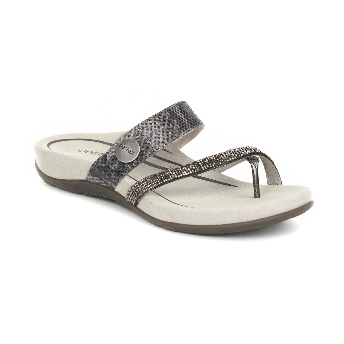 Izzy Adjustable Slide Sandal - Pewter Sparkle