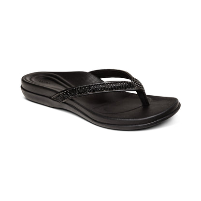Eve Sparkly Thong Sandal - Black