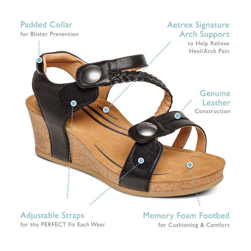 Avril Quarter Strap Wedge - White