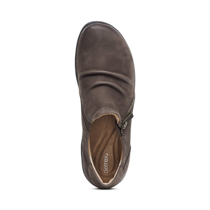 Katie Side Zip Slip-On - Dark Earth