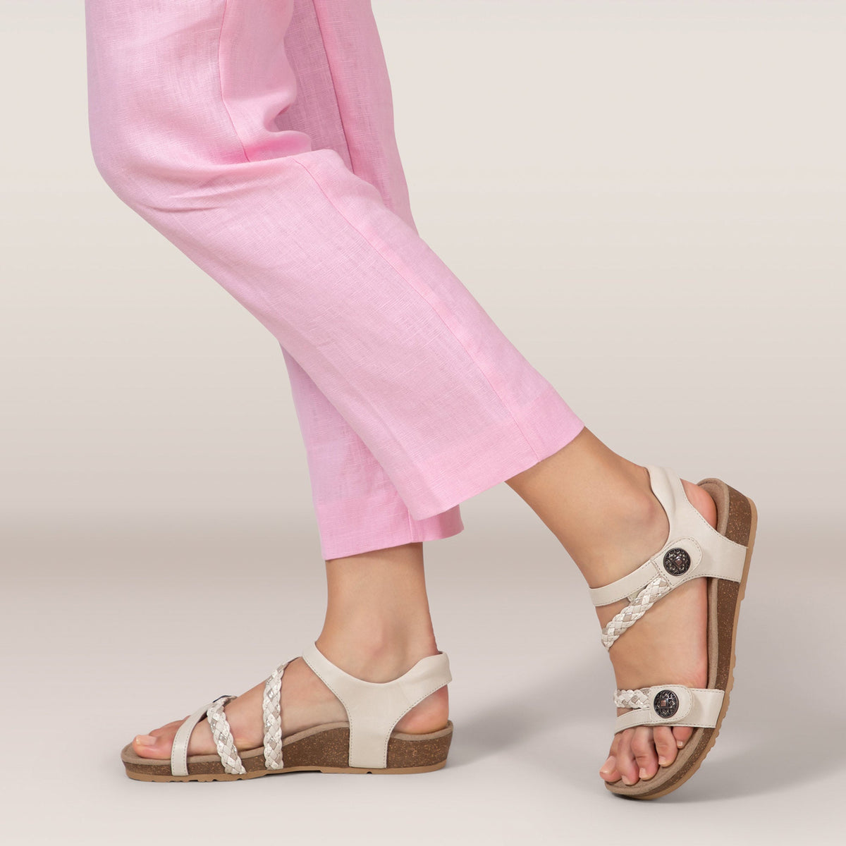 Jillian Braided Quarter Strap Sandal - Ivory