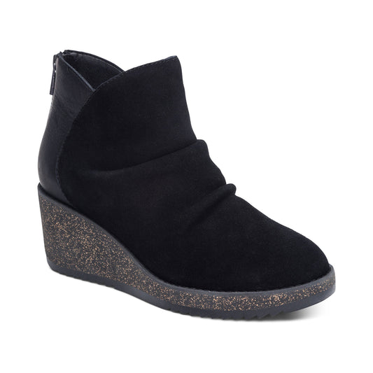 Kara Ankle Wedge Boot - Black