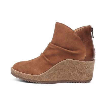 Kara Ankle Wedge Boot - Cognac