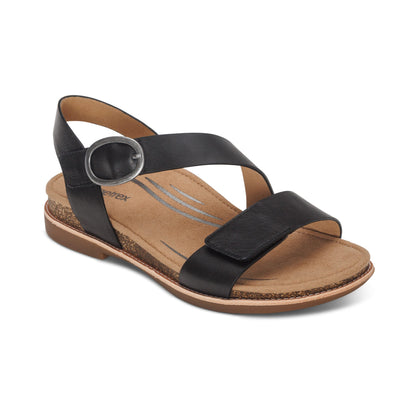 Tamara Asymmetrical Quarter Strap Sandal - Black