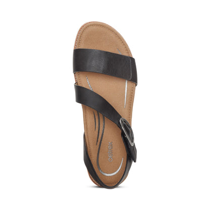 Tamara Asymmetrical Quarter Strap Sandal - Black