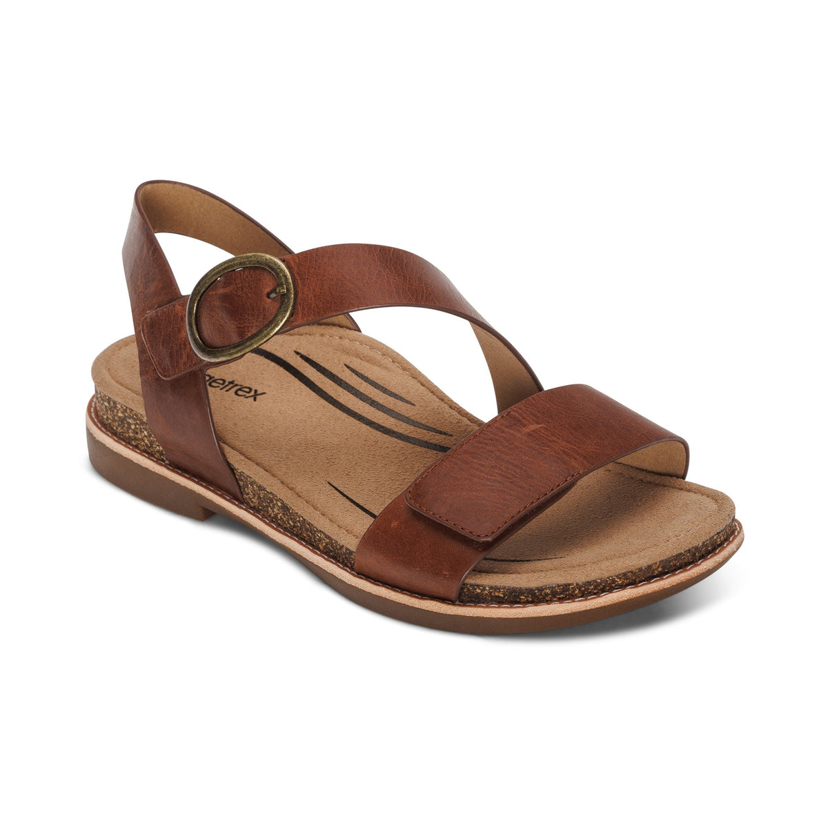 Tamara Asymmetrical Quarter Strap Sandal - Walnut