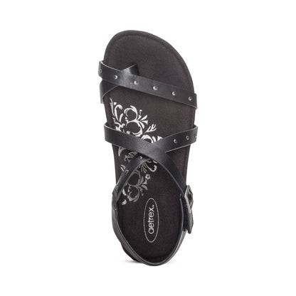 Lauren Quarter Strap Sandal - Black
