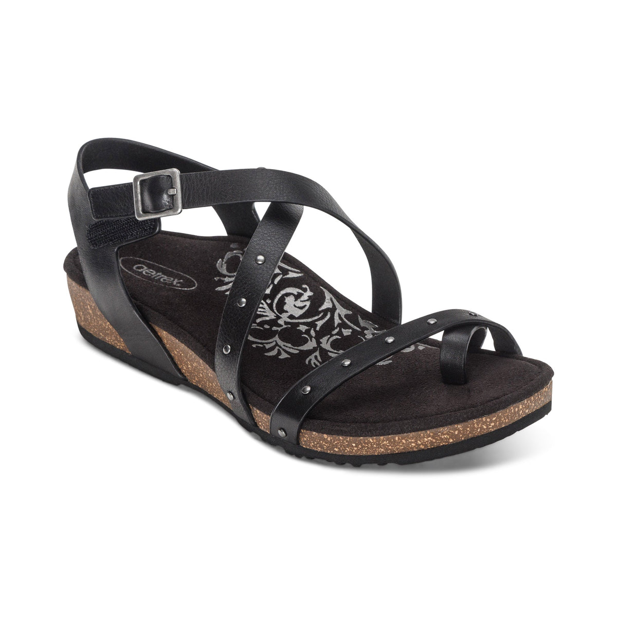 Lauren Quarter Strap Sandal - Black