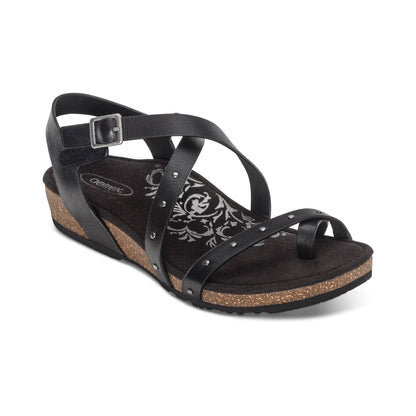 Lauren Quarter Strap Sandal - Black
