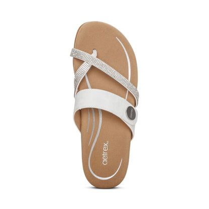Izzy Adjustable Slide Sandal - White Sparkle