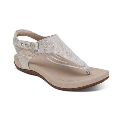 Ellie Adjustable Quarter Strap Thong Sandal - Grey
